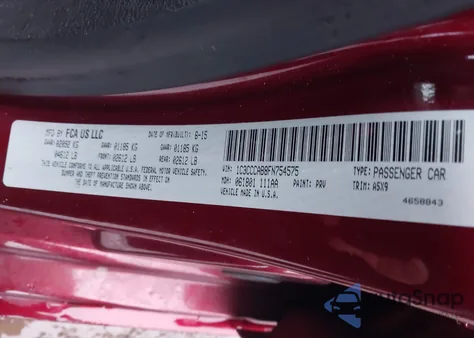 2015 Chrysler 200 Limited from USA, damaged, VIN 1C3CCCAB8FN754575